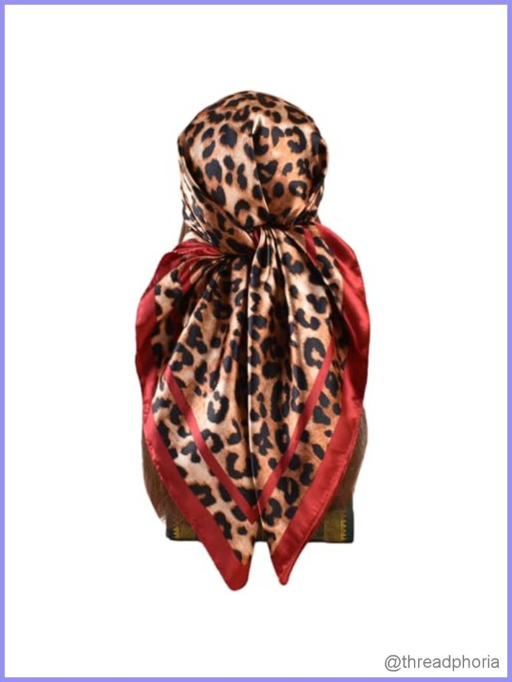 Silky Satin Square Head Scarf for Women - Leopard Print Hair Scarf, Neck Scarf,